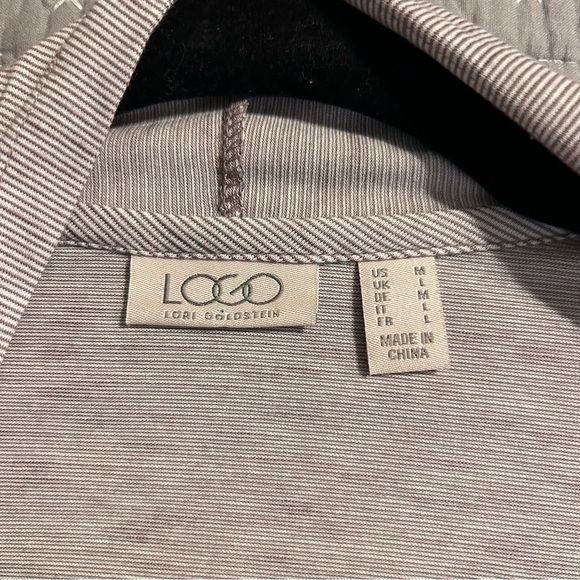 LOGO by Lori Goldstein Women’s Cardigan with Asymmetrical Lace Trim Size M - Picture 3 of 8